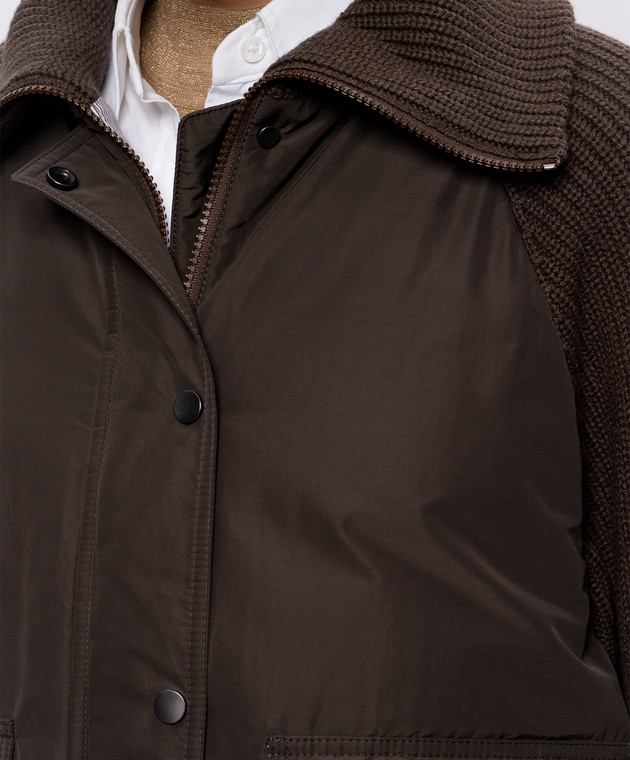 Brunello Cucinelli Коричнева пухова куртка з вовною та кашеміром MH5257294P зображення 5