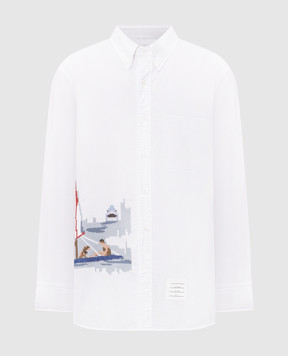 Thom Browne Біла сорочка Scenic Sailboat and Shark MWL272EE1619