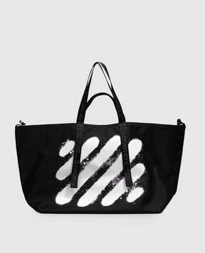 Off-White Чорна сумка-тоут з принтом Diag Spray OWMNA05F26FB01