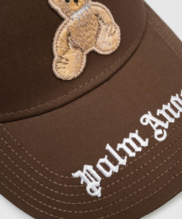 Palm Angels Коричневая кепка с нашивкой Bear PMLB068S26FAB004I изображение 4