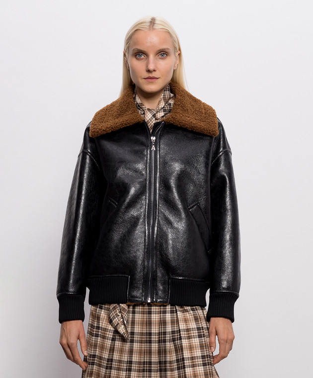 Twinset Черная глянцевая куртка с эффектом овчины 262AP2180 изображение 3