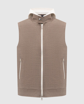 Pini Parma Коричневий жилет з вовни VESTHOODTAU