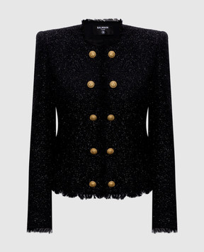 Balmain Черный жакет с шерстью HF1SM620WD65