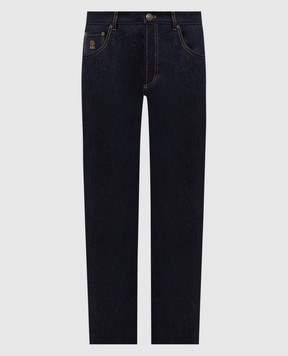 Brunello Cucinelli Синие брюки из шерсти с патчем логотипа M038PF1012