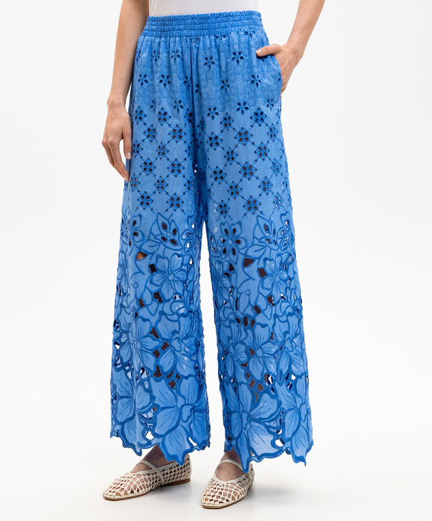 Ermanno Scervino Life Сині ажурні штани з вишивкою D484P603QYD зображення 3