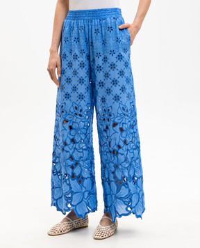 Ermanno Scervino Life Синие ажурные брюки с вышивкой D484P603QYD