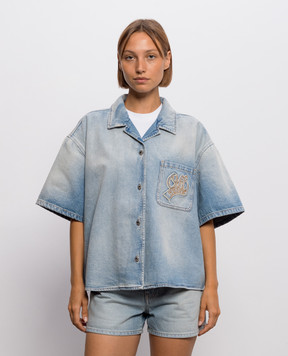 Off-White Голубая джинсовая рубашка с эффектом потертости 2FA00585T