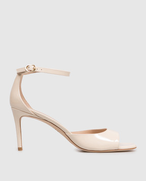 Stuart Weitzman Бежеві шкіряні лаковані босоніжки NUDIST SJ074