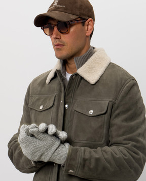 Brunello Cucinelli Перчатки серого цвета из кашемира MQS95908