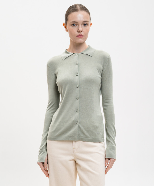 Max Mara Зеленый кардиган FLASH из шелка и кашемира MXPFLASH изображение 3