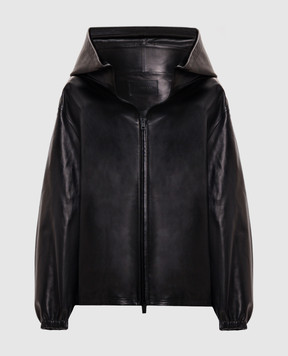 Balenciaga Черная кожаная куртка с капюшоном A002FSTUS11