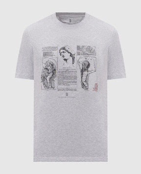 Brunello Cucinelli Серая меланжевая футболка с принтом M0B138517