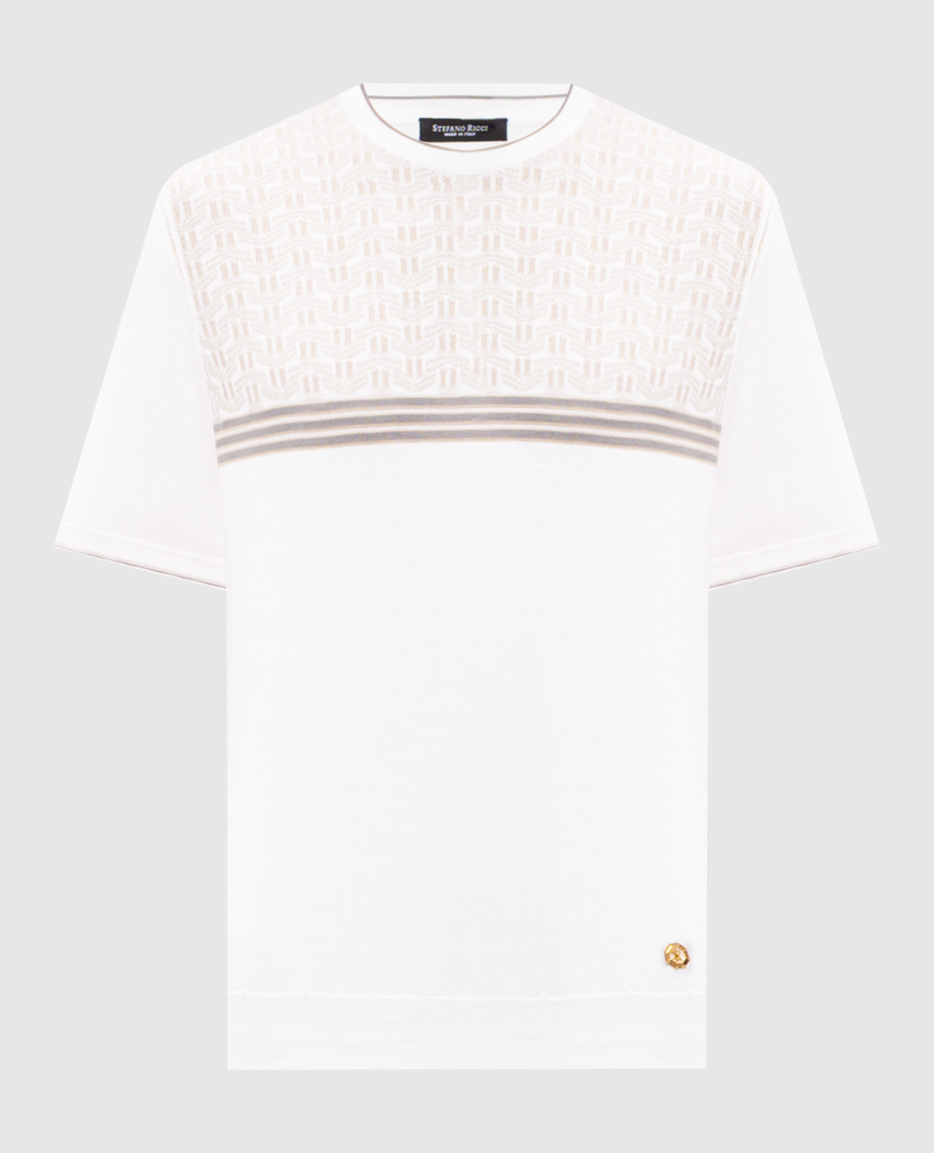 

Футболка цвета айвори с шелком с узором, Бежевый, Футболки