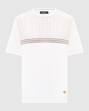 Stefano Ricci Футболка кольору айворі з шовком з візерунком K818117G10F26283