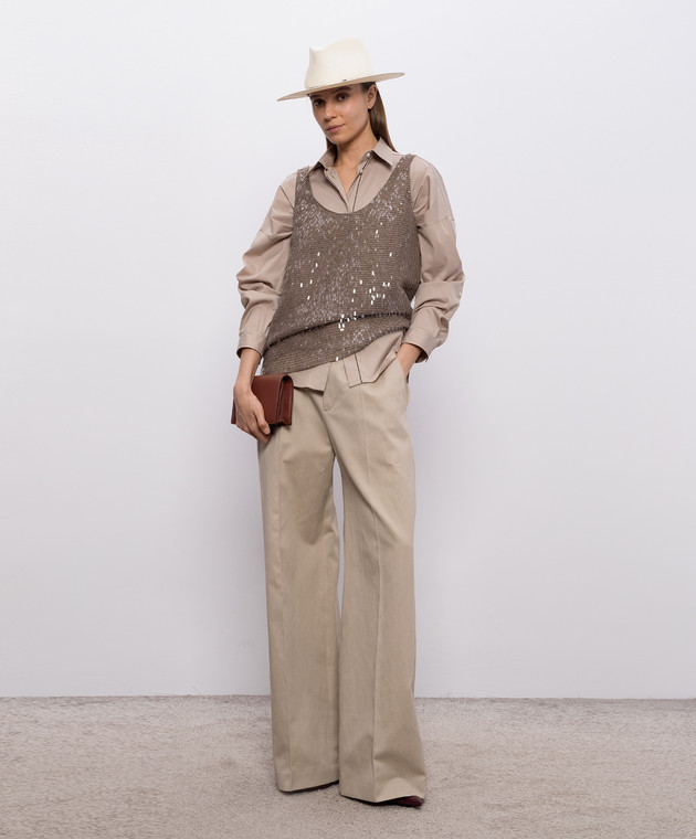 Brunello Cucinelli Бежева сорочка з ланцюжком моніль M0091MA636 зображення 2