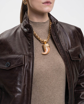 Twinset Золотисте намисто-ланцюг з підвіскою у вигляді рога 252TO5490