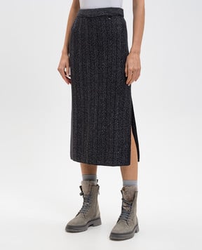 Herno Серая юбка миди с шерстью в узор GN000089D70309