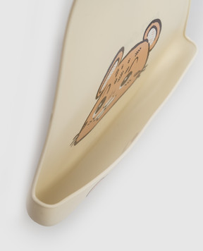 Dolce&Gabbana Дитячий бежевий силіконовий слинявчик з принтом LN5H41G7PZV