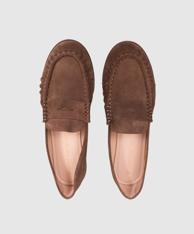 Stuart Weitzman Коричневые замшевые лоферы SPENCER SO352 изображение 4