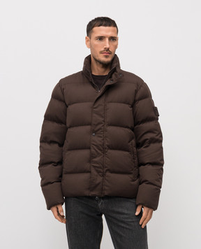 Stone Island Коричневый пуховик из шерсти с логотипом K2S154100100S0F26