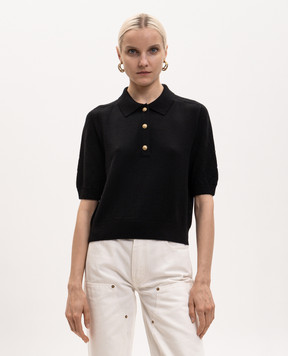Balmain Черное поло из шерсти HF1GB040KJ99