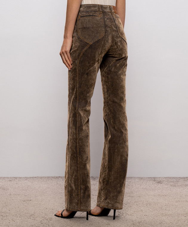 AMIRI Коричневые джинсы с патчем логотипа AW426JE005 изображение 4