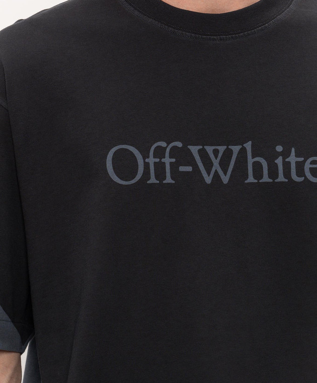 Off-White Голубая футболка с принтом логотипа 44MAA120F26J01D изображение 5