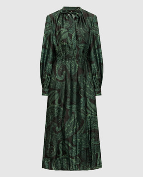 Etro Зеленое медное платье в узор WRHA050199SASR4
