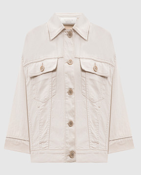 Peserico Бежева джинсова куртка з льоном S21559L1207934