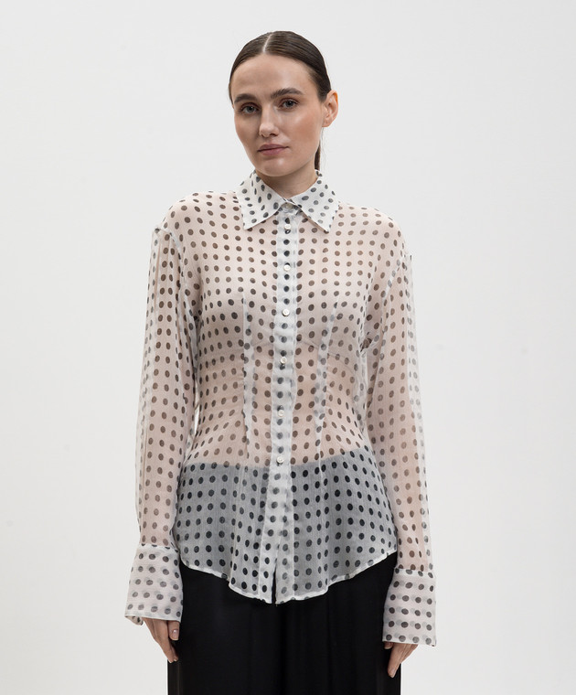 Ermanno Scervino Біла блуза із шовку в горох D482K759XPN зображення 3