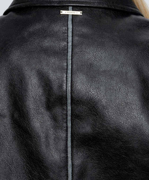Twinset Черная куртка с пластиной логотипа 262LI2KCC изображение 5