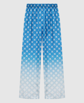 Casablanca Синие брюки из шелка в принт WSS26TR37202