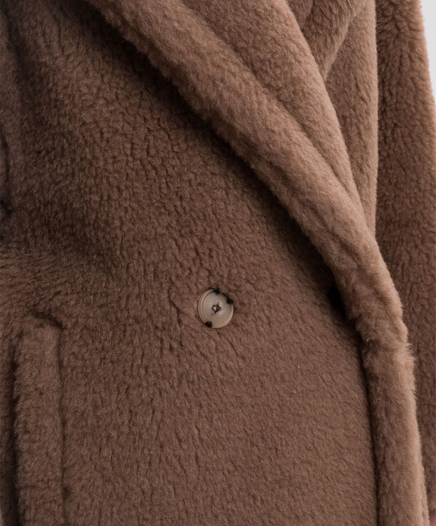 Max Mara Коричневое двубортное пальто TEDDY из шерсти верблюда и шелка TEDDY изображение 5