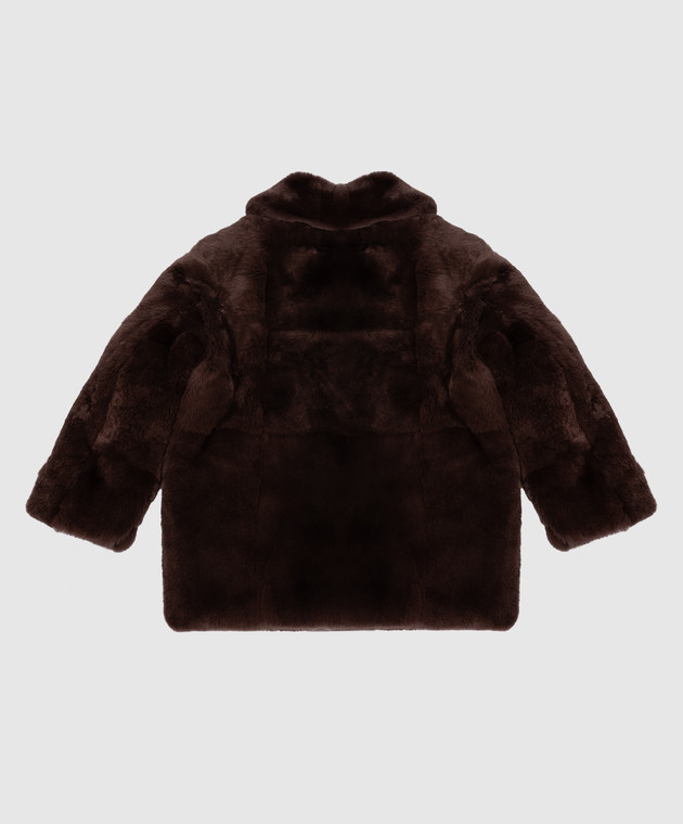 Yves Salomon Enfant Детская коричневая шуба из меха кролика 20WEM307XXREXX изображение 2