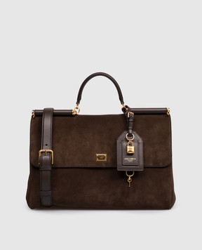Dolce&Gabbana Коричнева замшева сумка-сетчел My Sicily BB7814BO903