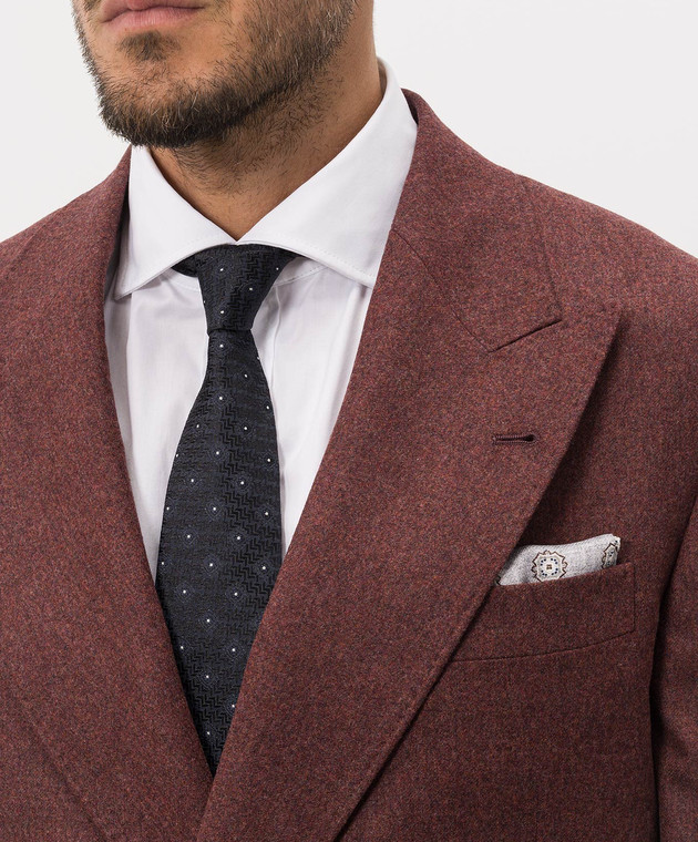 Brunello Cucinelli Синя краватка із шовку у візерунок MI8850018 зображення 2