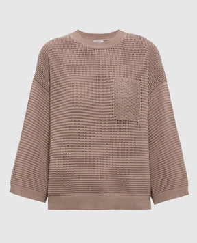 Peserico Коричневий джемпер з ланцюжком моніль A99076F059312B