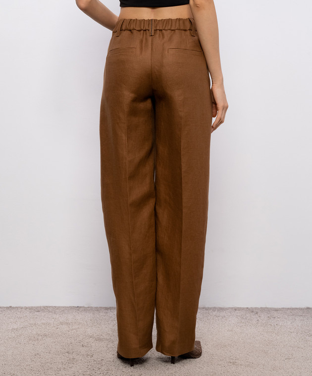 Brunello Cucinelli Коричневі штани з льону MH527P9198 зображення 4