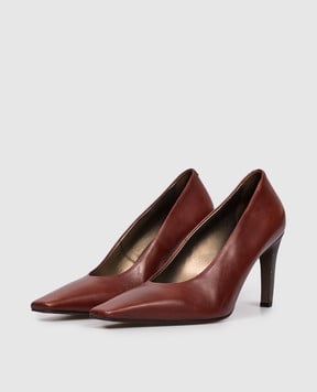 Brunello Cucinelli Коричневі шкіряні туфлі з ланцюжком моніль MZSLC3059