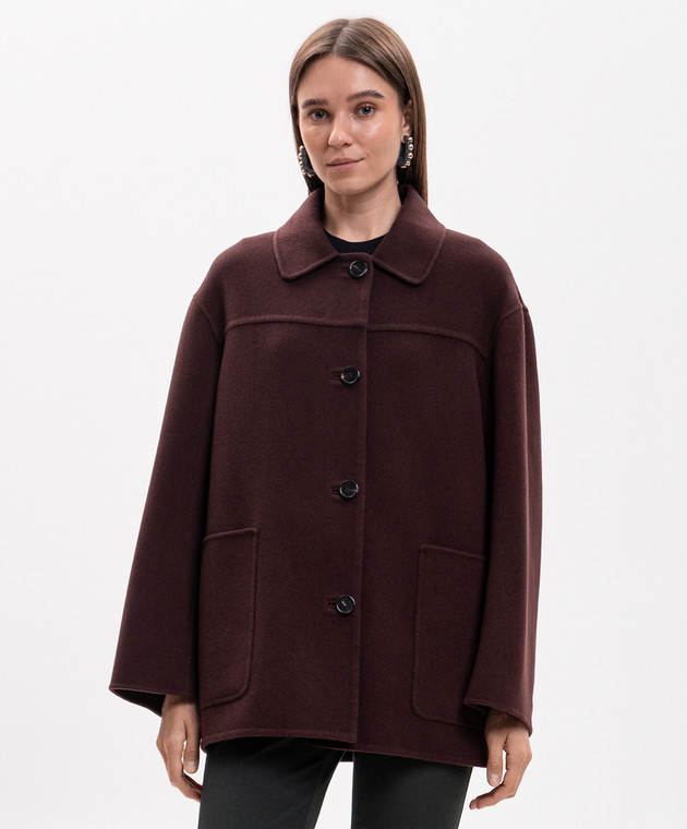 Max Mara Бордове пальто GIUGNO з вовни SMMGIUGNO зображення 3