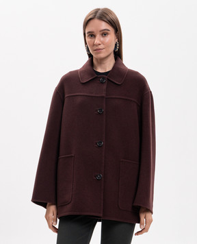 Max Mara Бордове пальто GIUGNO з вовни SMMGIUGNO