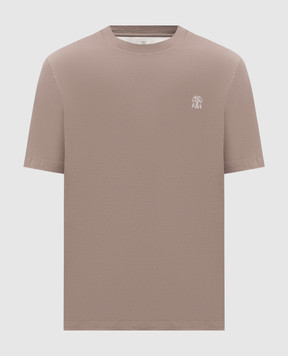 Brunello Cucinelli Бежевая футболка с принтом эмблемы M0B138440