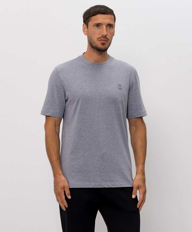 Brunello Cucinelli Футболка серого цвета с принтом эмблемы M0B138440 изображение 3