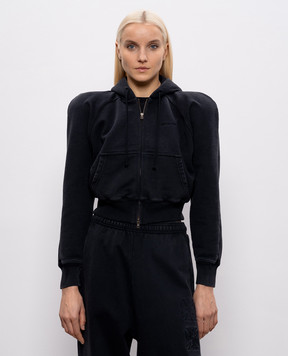 Vetements Черная укороченная спортивная куртка с акцентными плечами WE76ZU508B