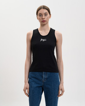 Balmain Чорний топ з принтом логотипа GF1EB075BD40