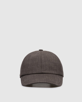 Enrico Mandelli Коричневая кепка из шерсти, шелка и льна CAP4016020