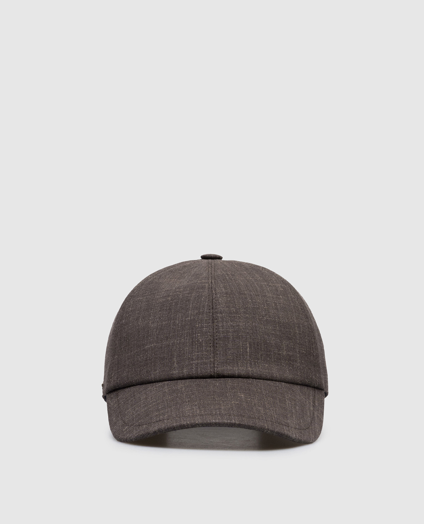 Коричневая кепка из шерсти, шелка и льна