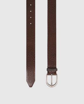 Brunello Cucinelli Коричневый кожаный ремень с цепочкой мониль M0JUMC31GP