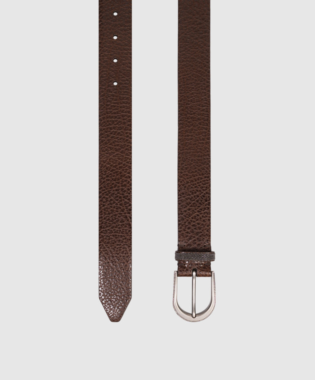 Brunello Cucinelli Коричневый кожаный ремень с цепочкой мониль M0JUMC31GP изображение 3