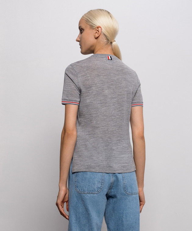 Thom Browne Сіра меланжева футболка з вовни FJS232AJ0301 зображення 4